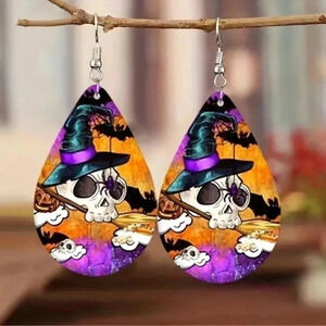 Halloween Skull Witch Earrings